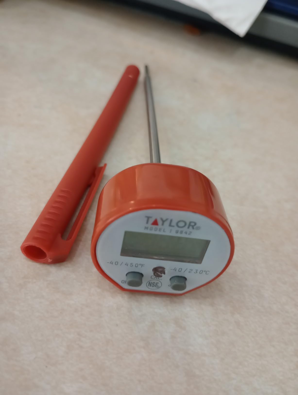 Taylor Waterproof Digital Instant Read Thermometer For Cooking, BBQ, Grilling, Baking, And Meat, Comes With Pocket Sleeve Clip, Red customer photo 1