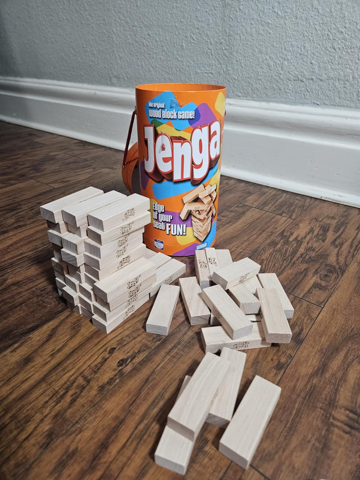 Hasbro Gaming Jenga Wooden Blocks Stacking Tumbling Tower Game | Party Games for Kids & Families | Stocking Stuffers | Ages 6+ (Amazon Exclusive) customer photo 2