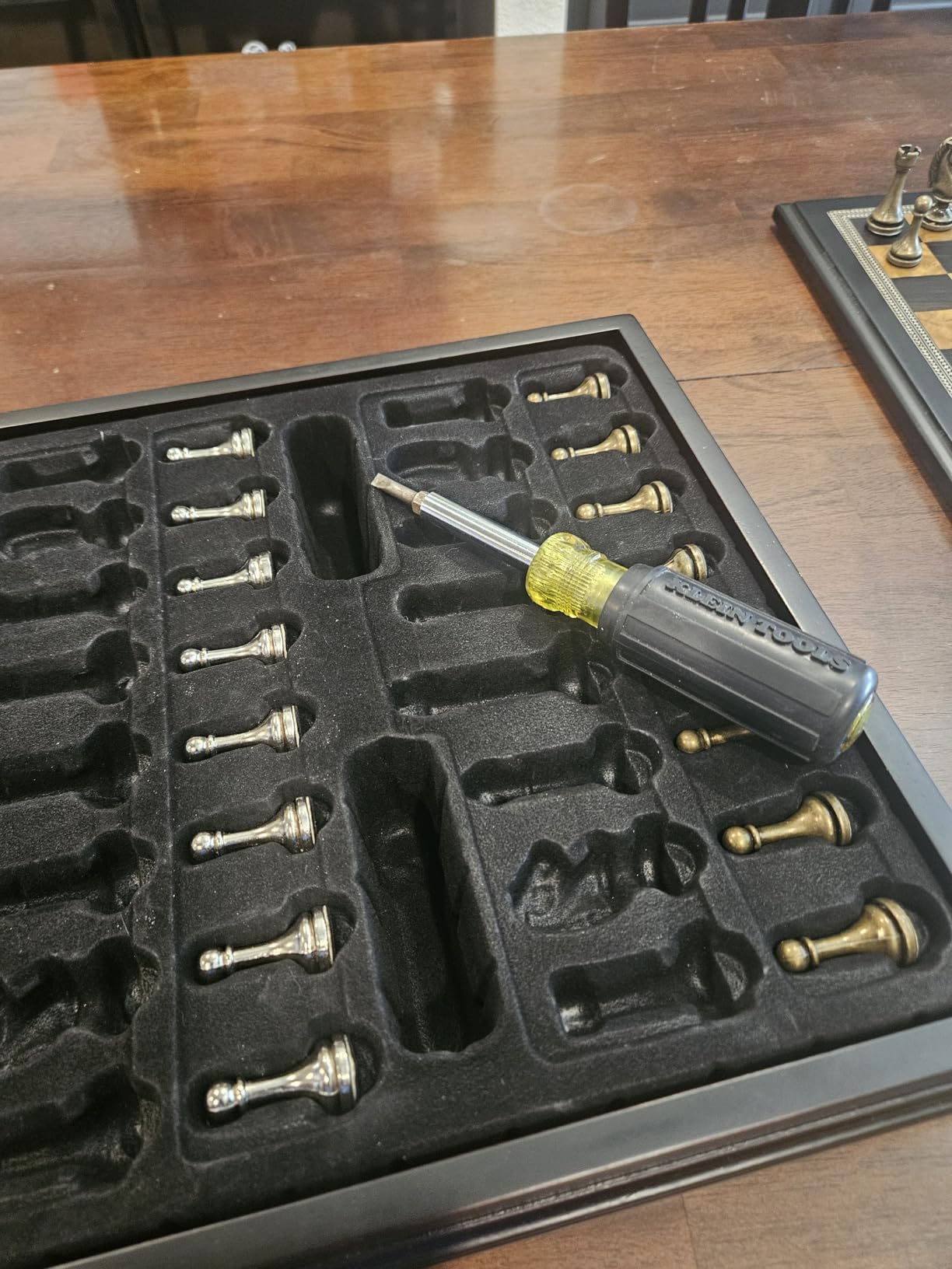 Grace Chess Inlaid Wood Board Game Set with Metal Pieces, Medium 12 x 12 Inch customer photo 1