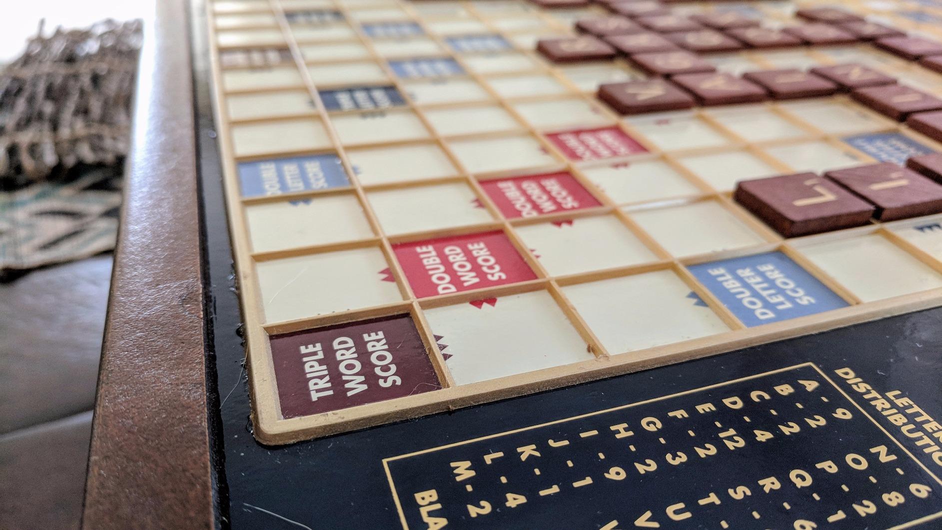 WS Game Company Scrabble Deluxe Edition Rotating Wooden Cabinet Board Game customer photo 1