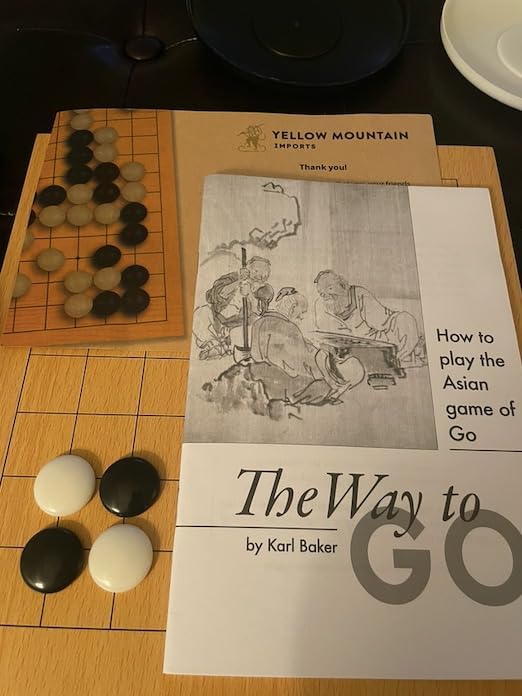 Yellow Mountain Imports Beechwood Veneer 0.4-Inch Etched Beginner's 9x9 Go Game Set Board with Single Convex Melamine Stones - Classic Strategy Board Game (Baduk/Weiqi) customer photo 2