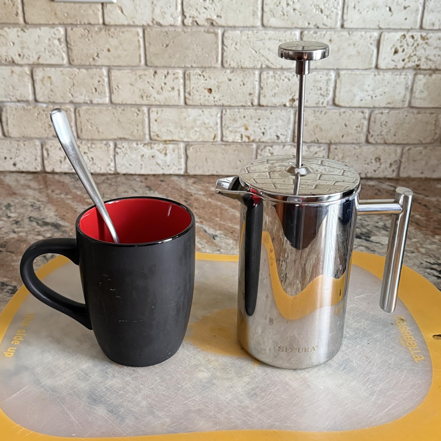 Secura French Press Coffee Maker, 304 Grade Stainless Steel Insulated Coffee Press with 2 Extra Screens, 34oz (1 Litre), Silver customer photo 2