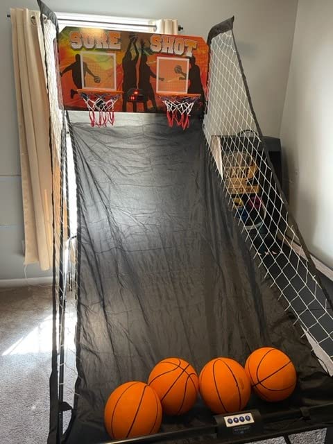 Hathaway Sure Shot 81-in Dual Basketball Arcade Game for Game Room - with LED Scoring, Foldable Indoor Basketball Game Design, Steel Frame, 8 Game Modes, Pump & Dual Hoops - Orange/Black Finish customer photo 1