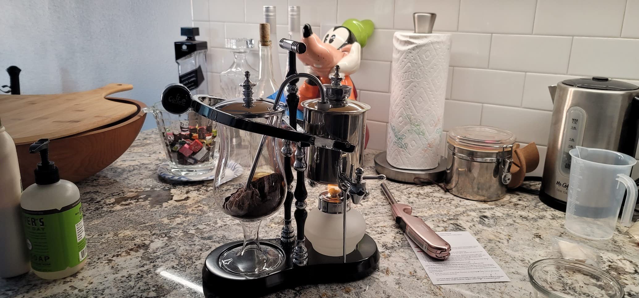 Diguo Belgian/Belgium Balance Siphon/Syphon Coffee Maker. Elegant Double Ridged Fulcrum with Tee handle customer photo 2
