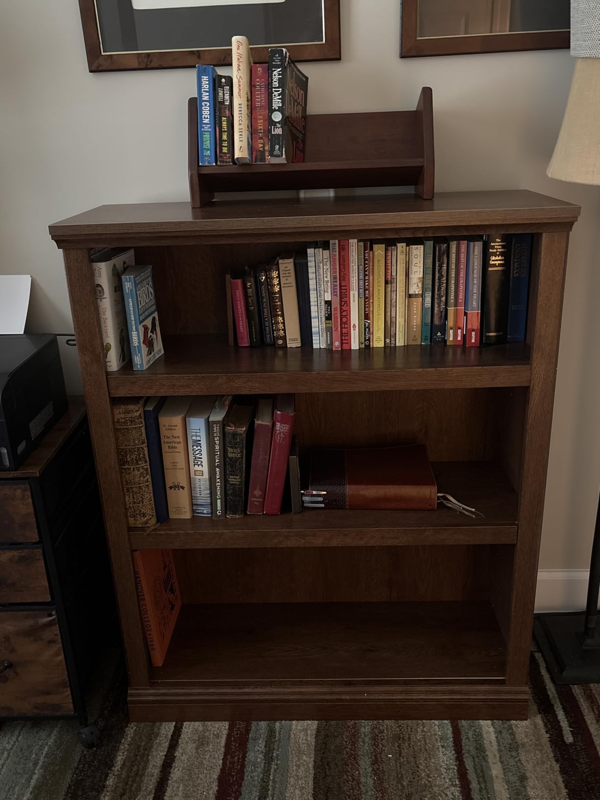 Sauder 3 Tier Book Shelf Wooden Bookcase Multipurpose Bookshelf for Home Office, Living Room, in Estate Black customer photo 2