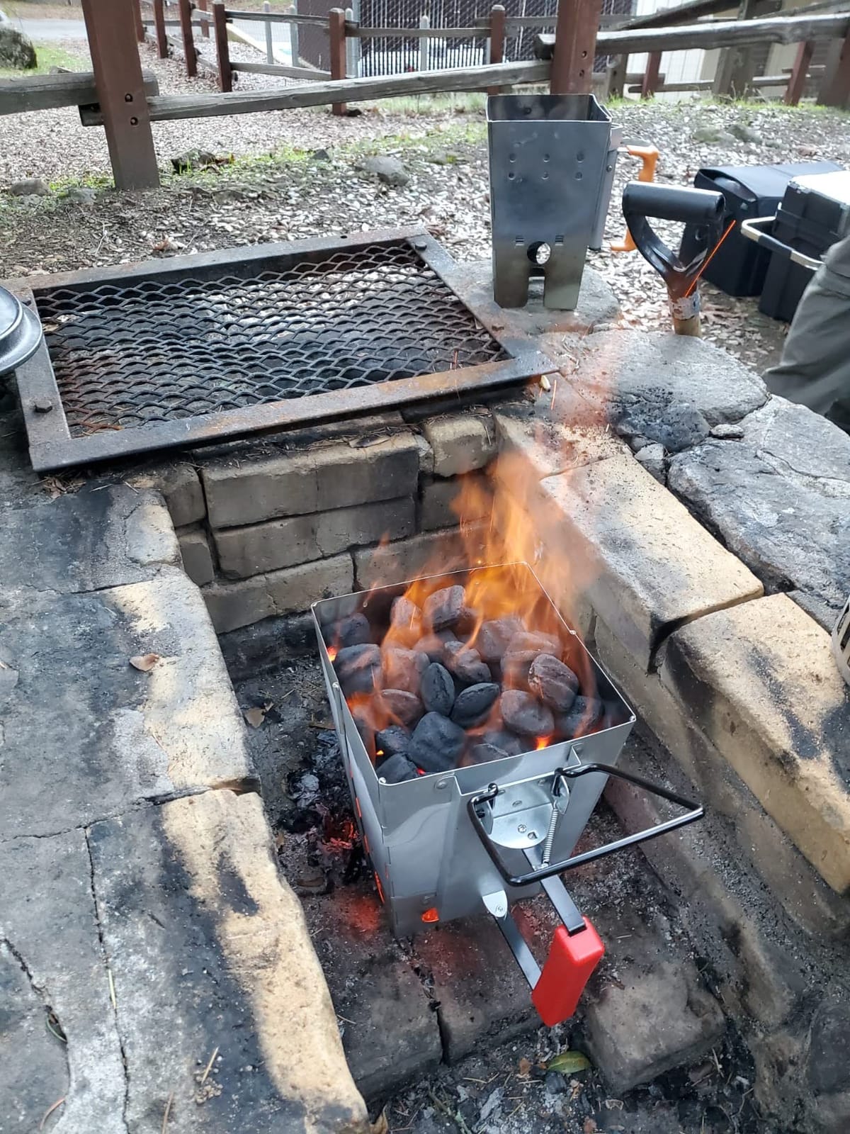Royal Gourmet Foldable Charcoal Chimney Fire Starter Camping Grill, silver and red customer photo 1