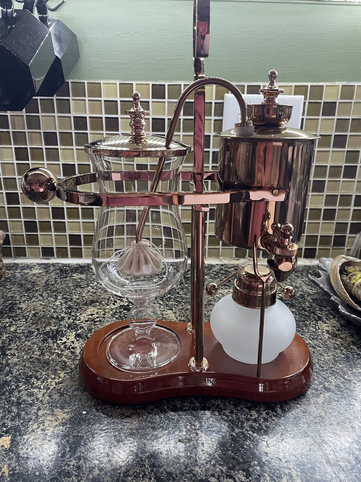 Nispira Belgium Royal Family Balance Syphon Unique Gravity Vintage Coffee Maker Vacuum Brewing System Copper 500 ml customer photo 2