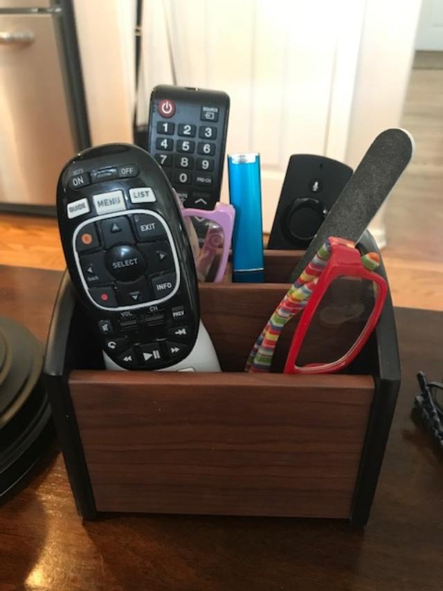 Siveit Wooden Desk Organizer, 4 Compartment Revolving Wood Desktop Organizer Office Supplies Rotating Remote Control Caddy Holder (Desk Organizer-4) customer photo 2