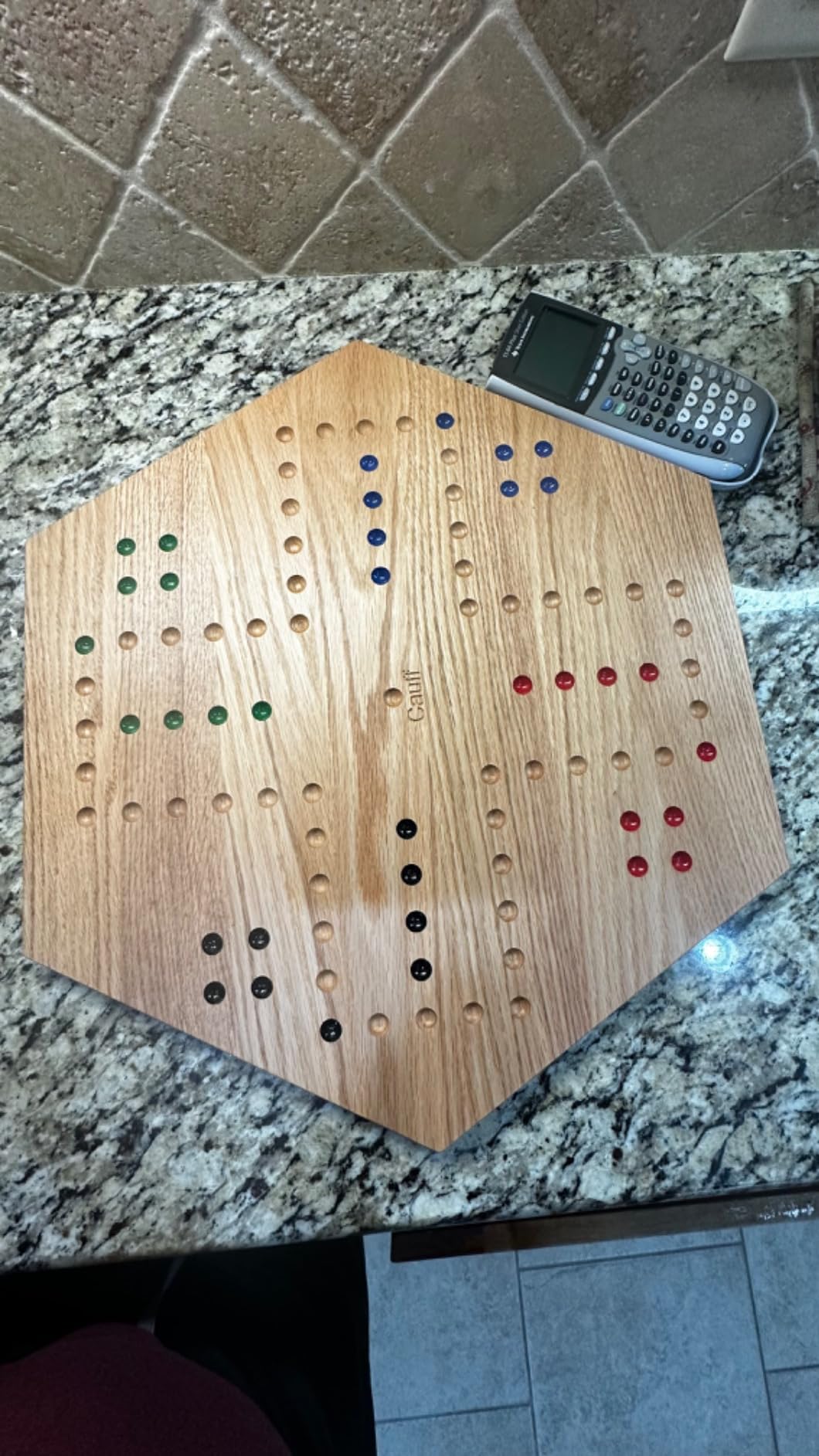 20 Inch Solid Oak Double-Sided Marble/Wahoo Board Game with Hand-Finished and Hand-Painted Oak, Glass Marbles, Velvet Bag, 4 and 6 Player Sides - Premium Family Game customer photo 1
