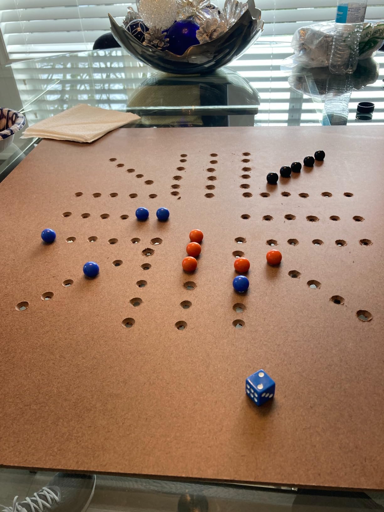 20 Inch Solid Oak Double-Sided Marble/Wahoo Board Game with Hand-Finished and Hand-Painted Oak, Glass Marbles, Velvet Bag, 4 and 6 Player Sides - Premium Family Game customer photo 2