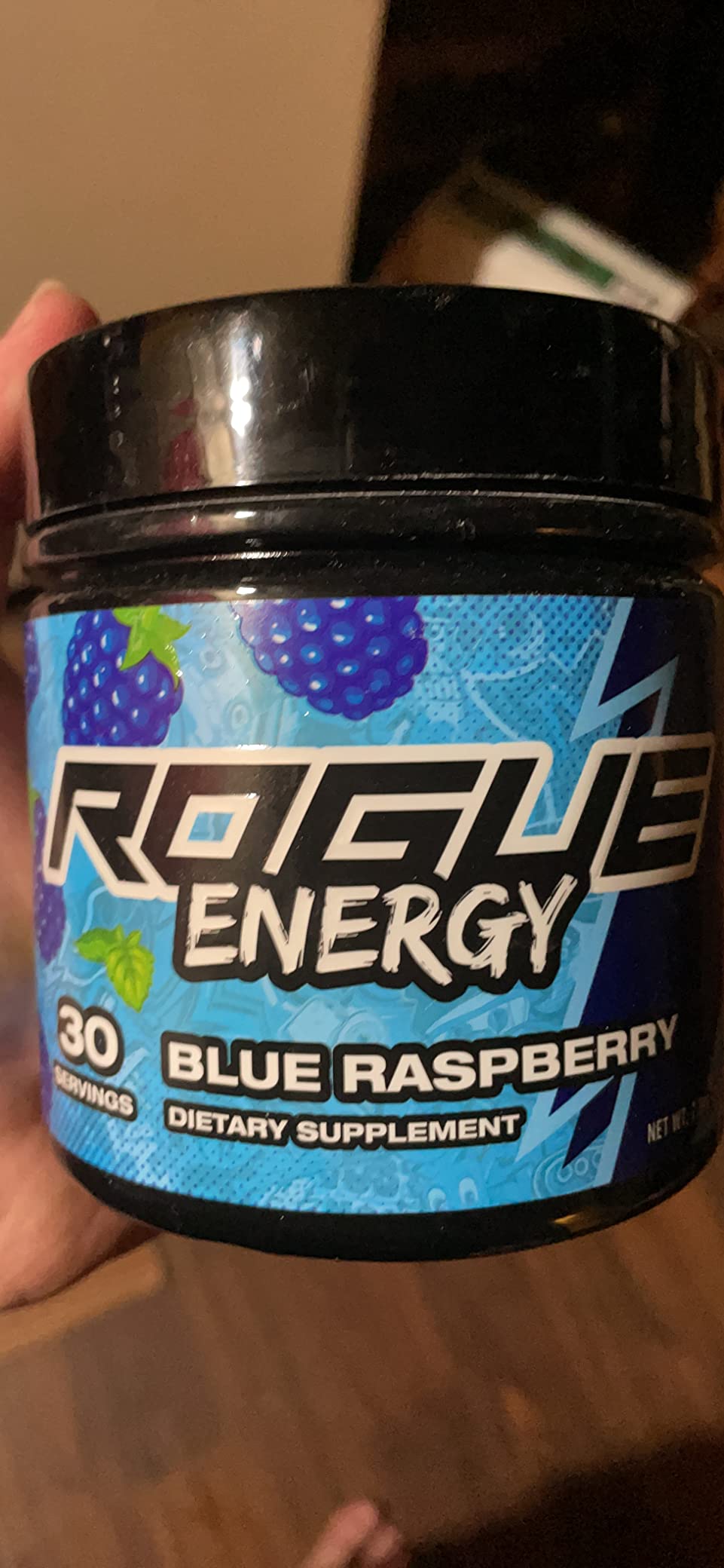 Rogue Energy Drink Powder for Long Gaming Hours - Powder Energy Drink for Mental Focus - Sugar & Gluten Free - Caffeine & Vitamins - Made in USA (Blue Raspberry - 30 Servings) customer photo 1