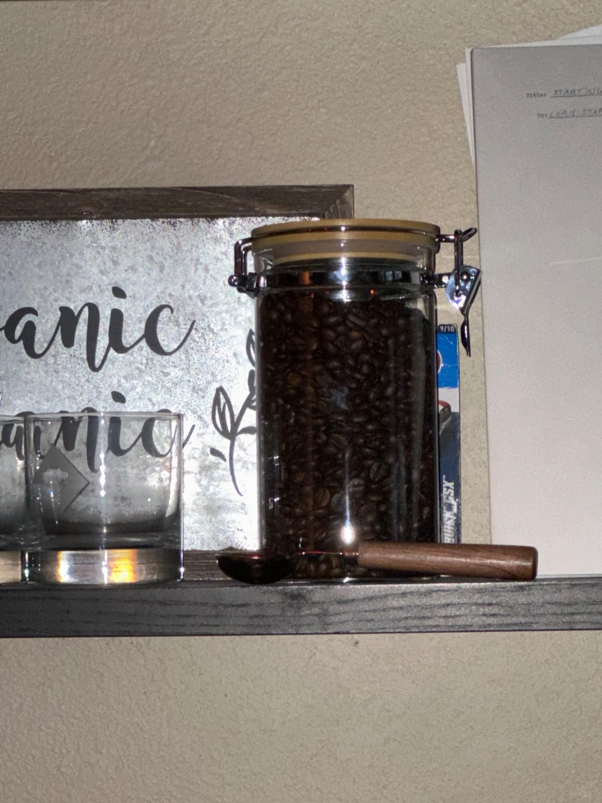 KKC HOME ACCENTS 40 oz Glass Coffee Container (Holds 1 lb Coffee Beans) with Airtight Bamboo Lid and 1 Tbsp Wood Spoon - Clear Coffee Jar Canister for Grounds Storage, Aesthetic Kitchen Counter Decor customer photo 2