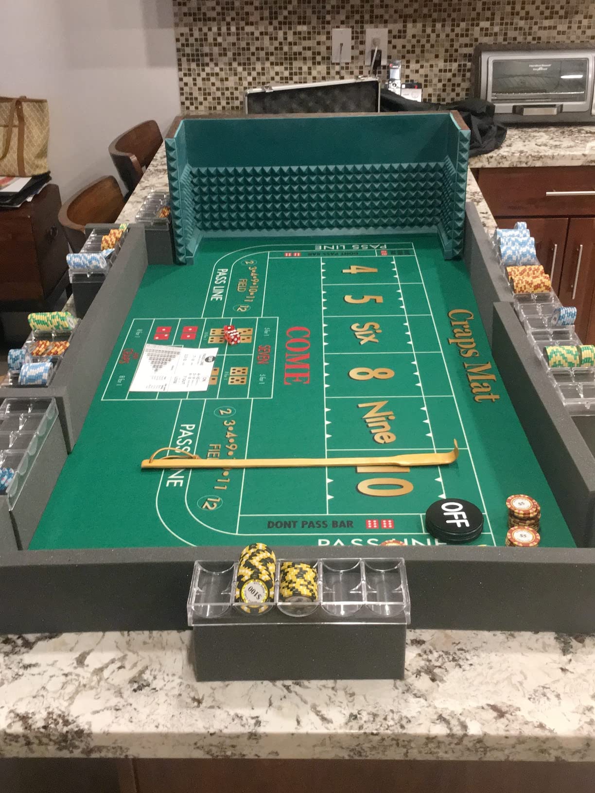 New 3.0 Craps Mat Home Party Game - Featuring Universal Side Bet Options - Lightweight Portable Tabletop Craps Game with Strong Foam Walls customer photo 1