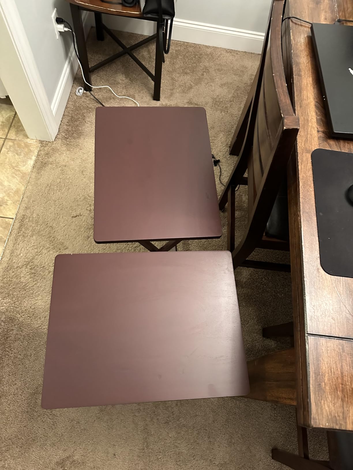 PJ Wood - Folding TV Tray Table Set of 2 - Black Collapsible Snack Tables customer photo 1