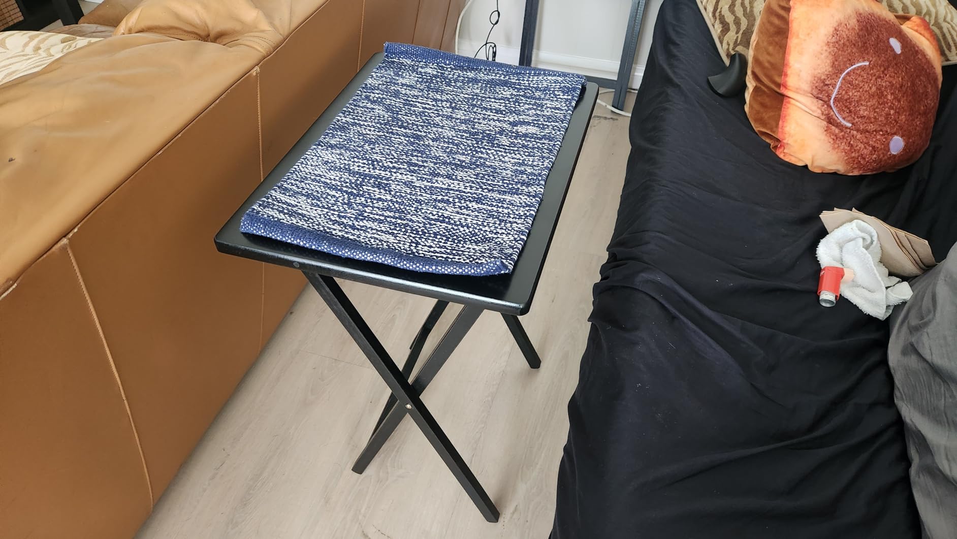 PJ Wood - Folding TV Tray Table Set of 2 - Black Collapsible Snack Tables customer photo 2