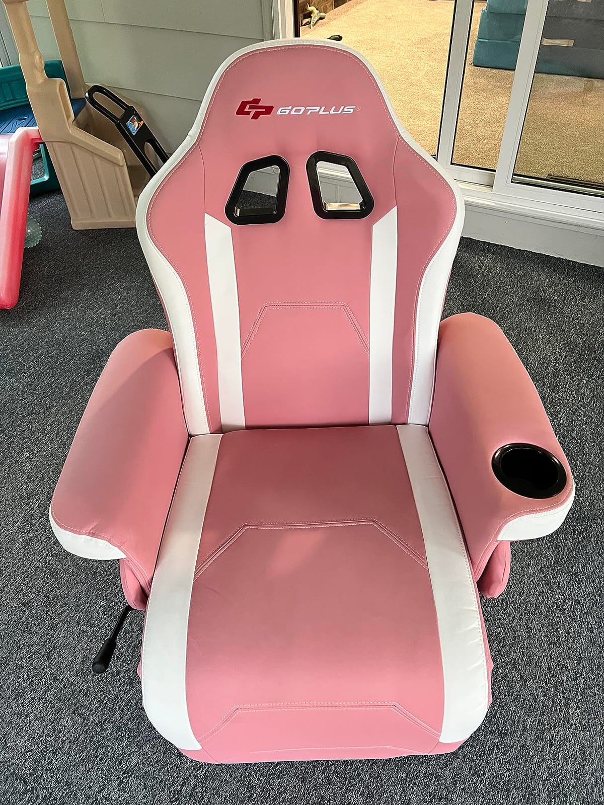 Goplus Massage Gaming Chair, Racing Style Gaming Recliner w/Adjustable Backrest and Footrest, Ergonomic High Back PU Leather Computer Office Chair Swivel Game Chair w/Cup Holder and Side Pouch customer photo 1