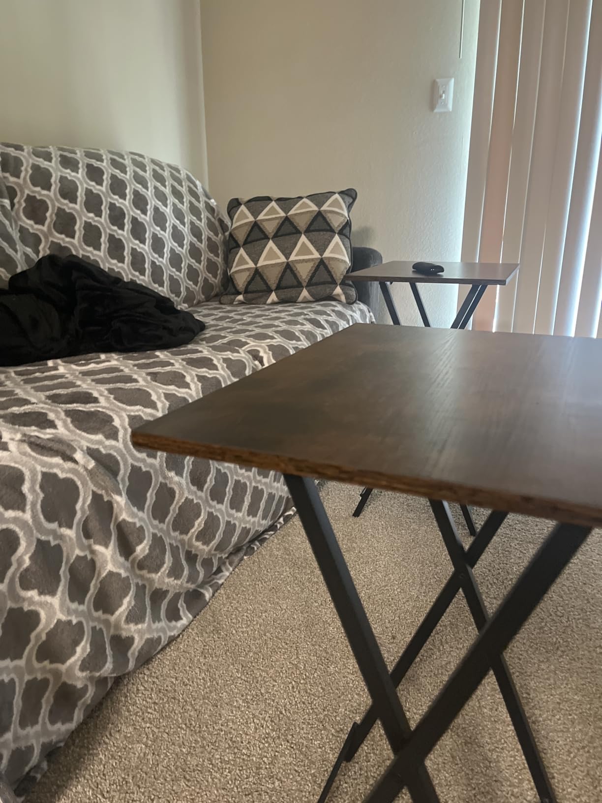 HOOBRO Folding TV Tray Tables, Set of 2 Side Table for Small Space, Industrial Snack Tables for Eating at Couch, Stable Metal Frame, Easy Assembly, Space Saving, Rustic Brown and Black BF25BZ01 customer photo 2