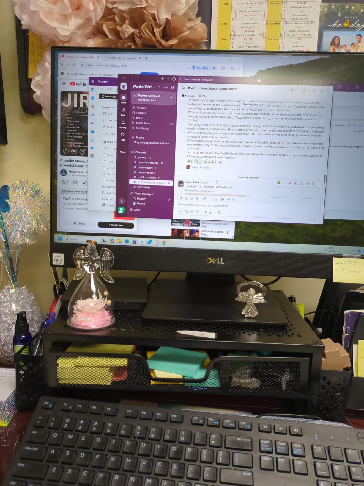 Simple Trending Monitor Stand with Drawer, 2-Tier Laptop Stand, Black customer photo 2