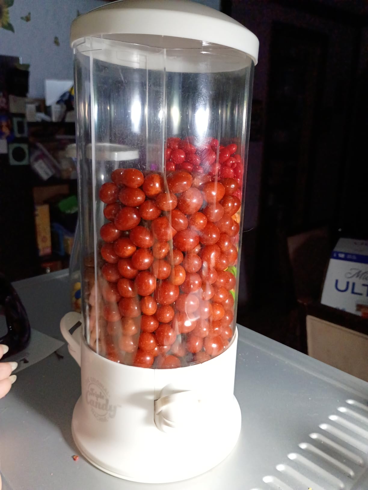 Handy Gourmet The Original Polystyrene Triple Candy Machine - Fun Candy & Nut Dispenser - New & Improved (Red) - 360 Degree and 3 Compartments customer photo 1