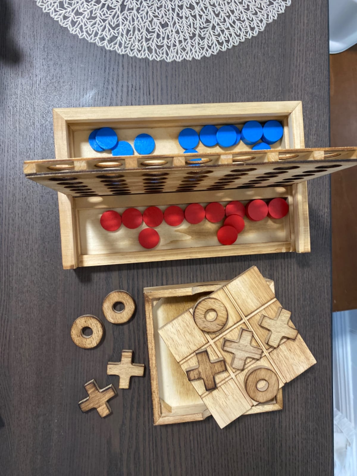 Glintoper Tic Tac Toe & 4 in a Row Tables Game Set, Classic Board Line Up 4 for Living Room Rustic Table Decor and Use as Game Top Wood Guest Room Decor Strategy Board Games for Families customer photo 2