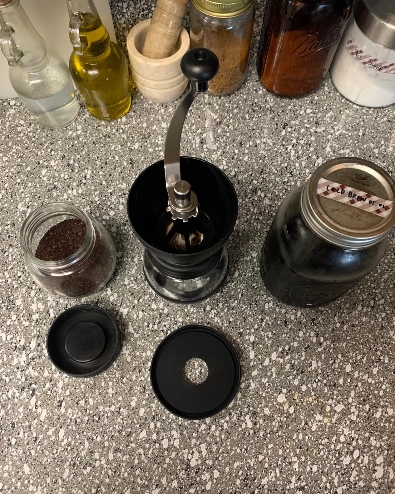 PARACITY Manual Coffee Grinder, Ceramic Burr, 2 Glass Jars, 11oz per Jar customer photo 1