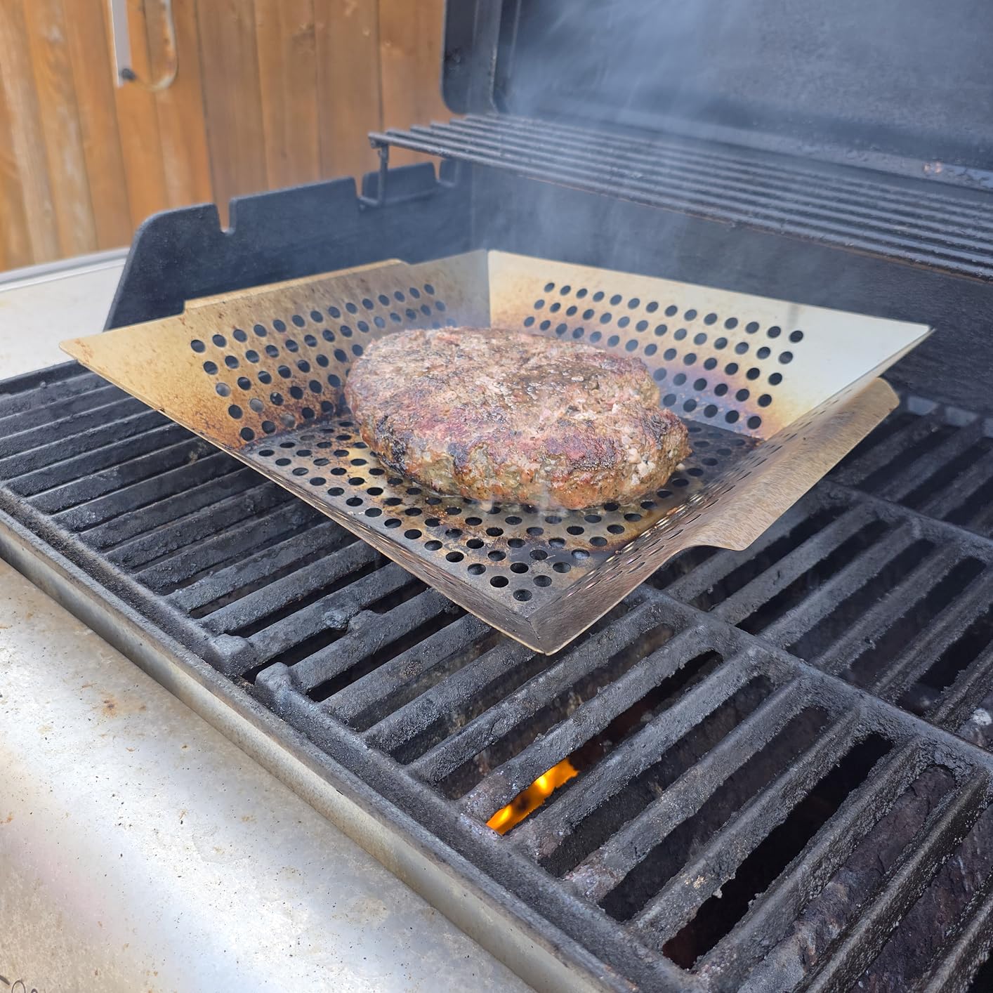 Grill Basket 12 Inch Stainless Steel,Large BBQ Accessories fit most Grill customer photo 2