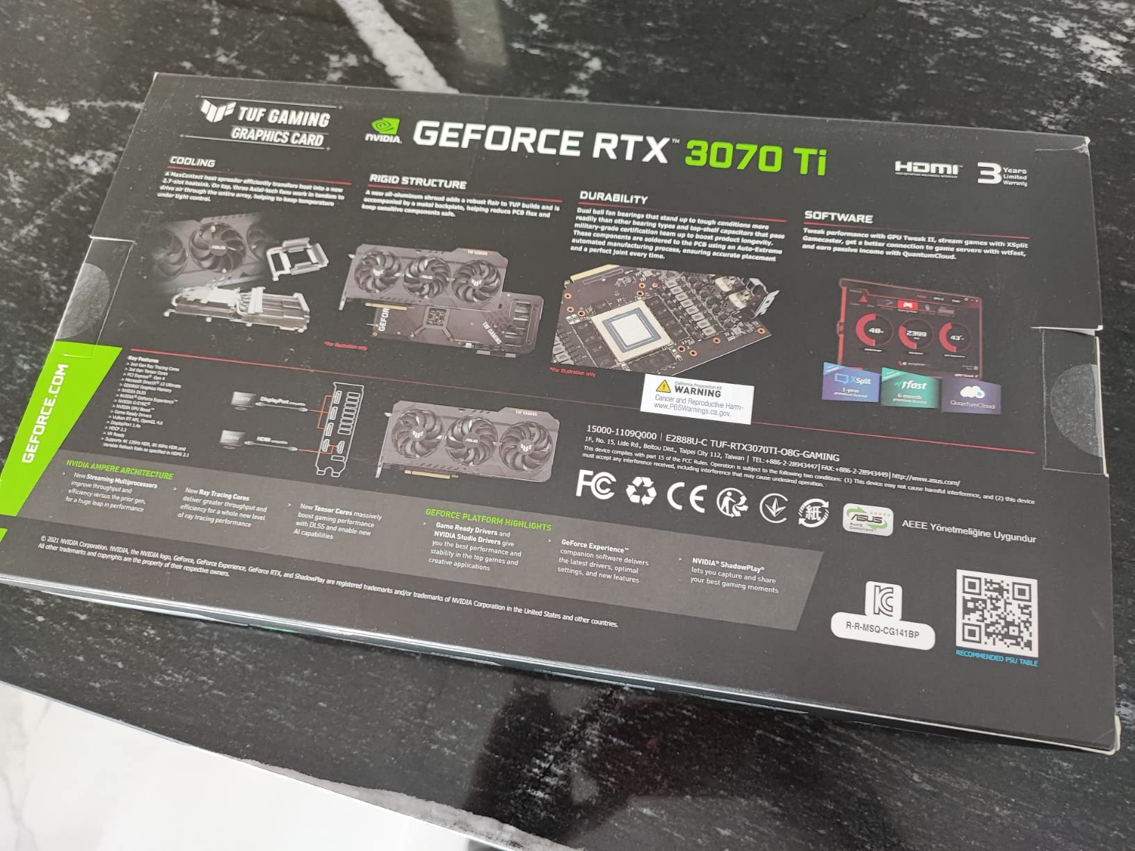ASUS TUF Gaming NVIDIA GeForce RTX 3070 Ti OC Edition Graphics Card (PCIe 4.0, 8GB GDDR6X, HDMI 2.1, DisplayPort 1.4a, Dual Ball Fan Bearings, Military-Grade Certification, GPU Tweak II) customer photo 1