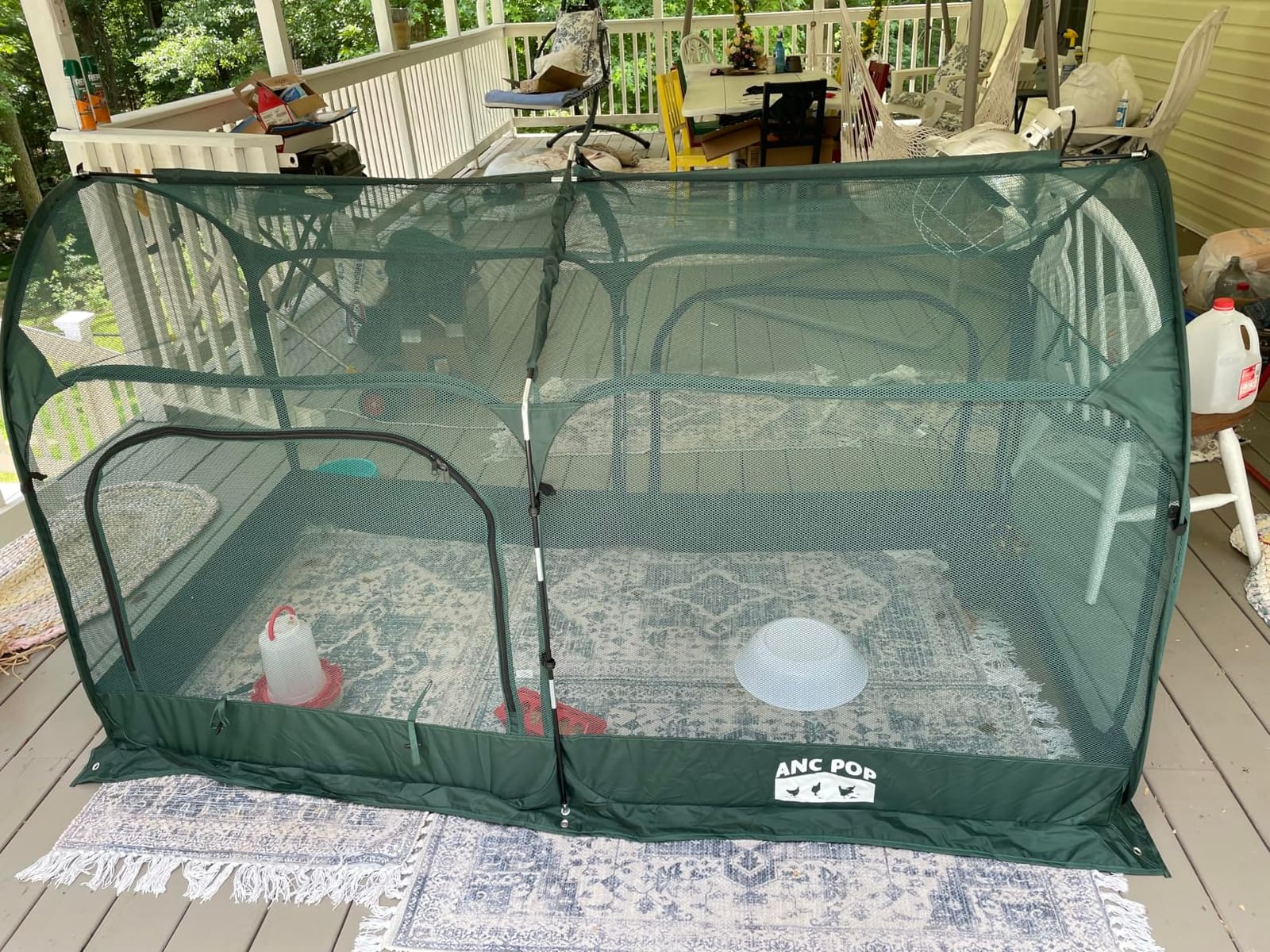ANC POP Portable Chicken Run Large Pop-Up Chicken Pen for Small Animals Outdoor Gardening Net with 3 Doors and Handbag, Easy to Install and Storage, Green customer photo 1