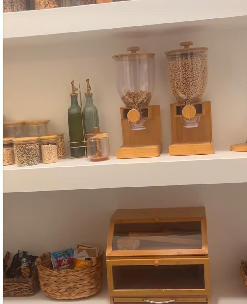 Honey-Can-Do Compact Dry Food Dispenser, Single Control & Snack Storage Container for Countertop or Pantry, Bamboo customer photo 1