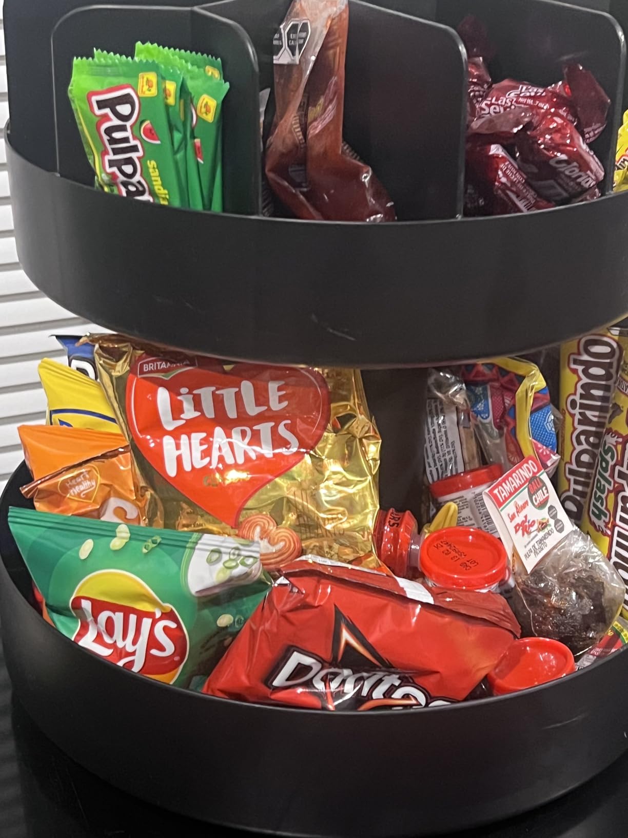 Mind Reader Snack Carousel, Countertop Organizer, Snack Tray, Condiment Holder, Breakroom, Kitchen, Black customer photo 2