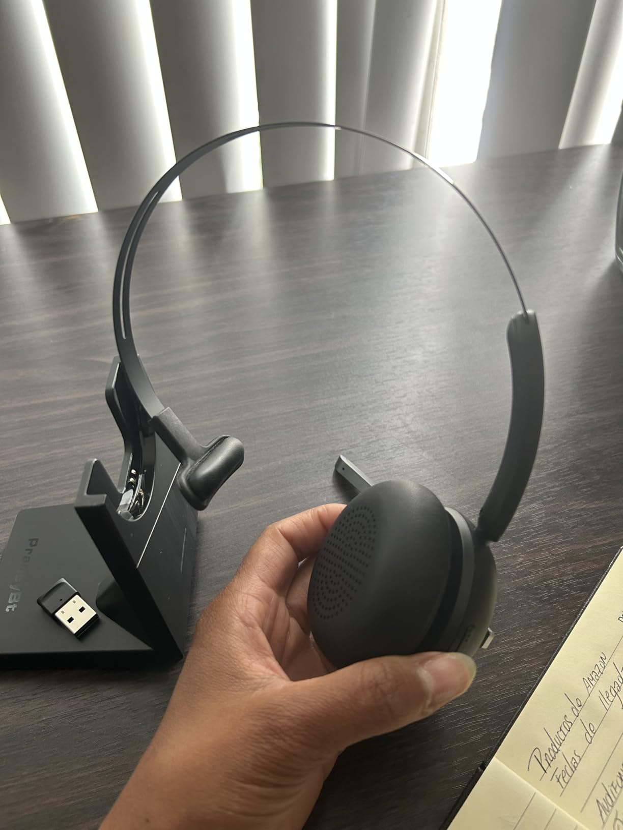 Bluetooth Headset, Wireless Headset with Microphone for PC, V5.2 Computer Headset with Noise Cancelling Mic, USB Dongle, Charging Base & Mute Button for Work, Cell Phones, Computer (Black) customer photo 1