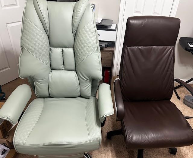 EXCEBET Big and Tall Office Chair 400lbs Wide Seat, Leather High Back Executive Office Chair with Foot Rest, Ergonomic Chairs Lumbar Support for Lower Back Pain Relief (Black) customer photo 2