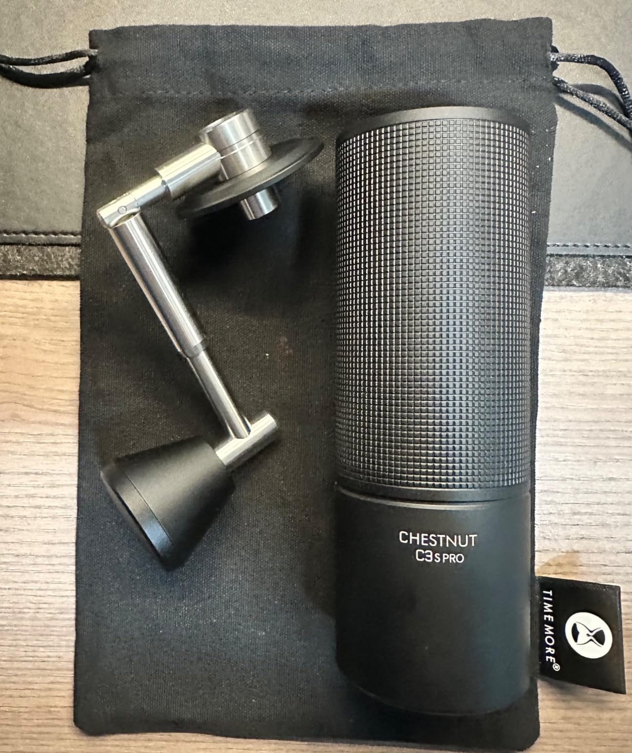 TIMEMORE Chestnut C3S Pro Manual Coffee Grinder, Stainless Steel S2C Conical Burr Coffee Grinder, Hand Coffee Grinder with Foldable Handle, Adjustable Grind Setting for Travel/Camping/Home, Black customer photo 1