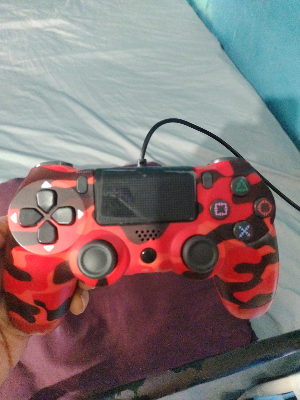 KDYGPDCT 2 Pack Wireless Controller for PS4/Pro/PS3,Wireless Remote Gamepad with 1000mAh Battery | Double Shock | Audio | 6-Axis Motion Sensor | Share Button (Red + Blue) customer photo 1