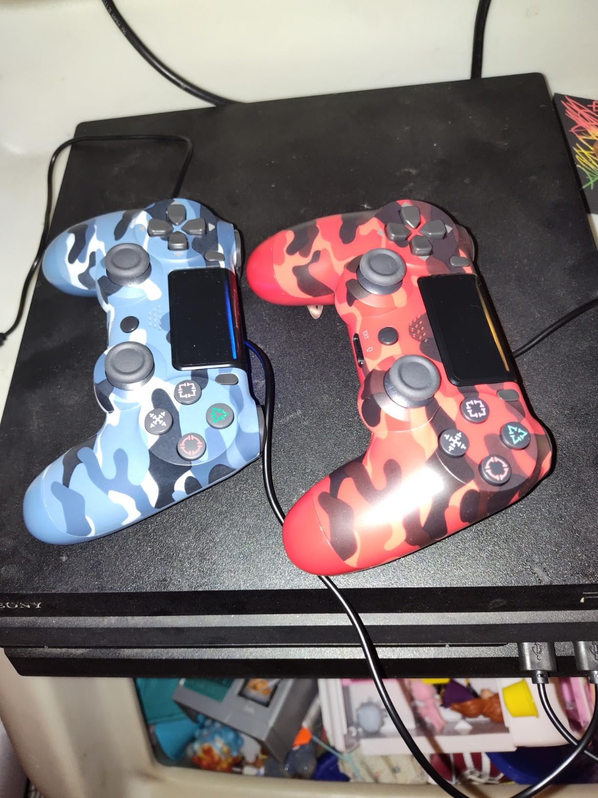 KDYGPDCT 2 Pack Wireless Controller for PS4/Pro/PS3,Wireless Remote Gamepad with 1000mAh Battery | Double Shock | Audio | 6-Axis Motion Sensor | Share Button (Red + Blue) customer photo 2