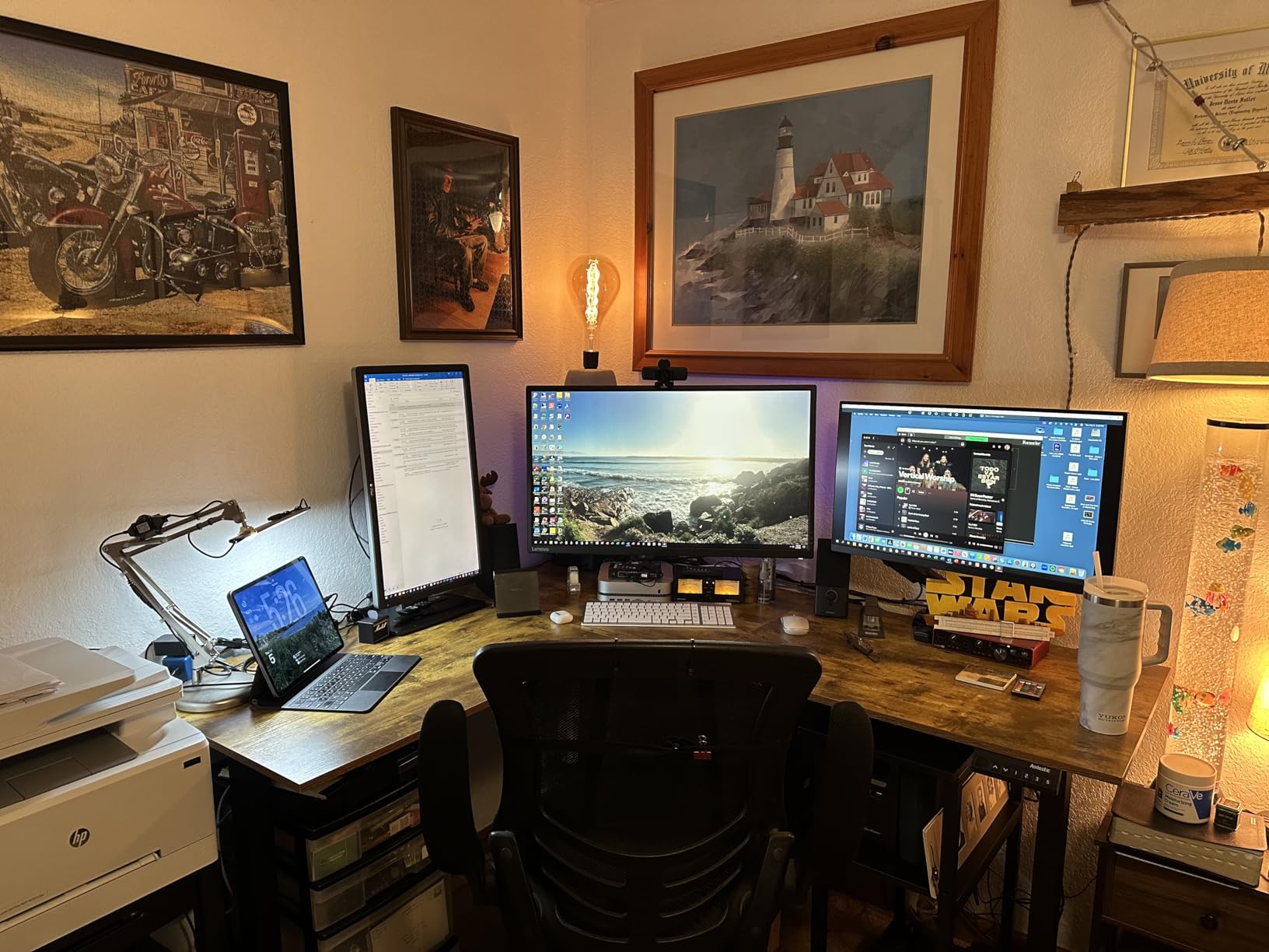 Agilestic 63 x 55 Inch L Shaped Electric Standing Desk, Rustic Brown customer photo 1