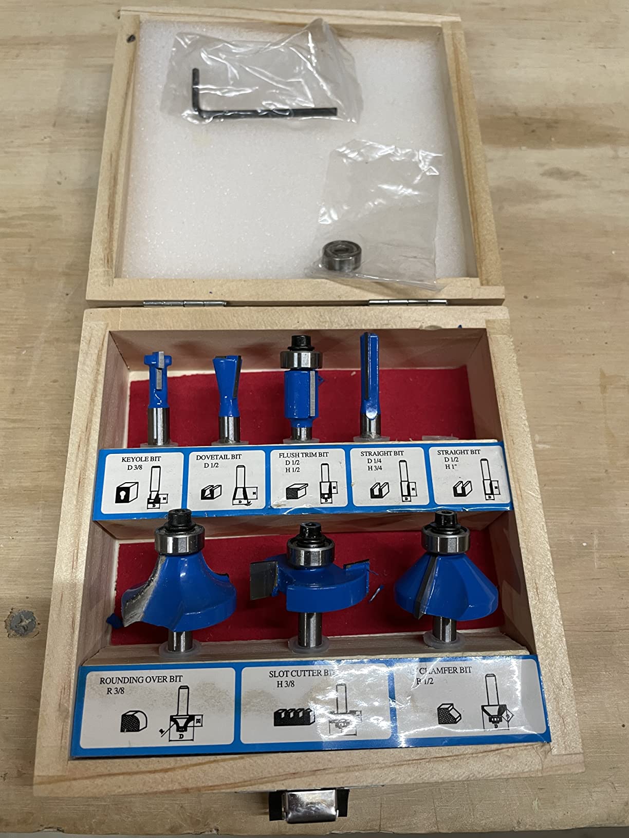 LU&MN Carbide Tipped Router Bit Set, 1/4