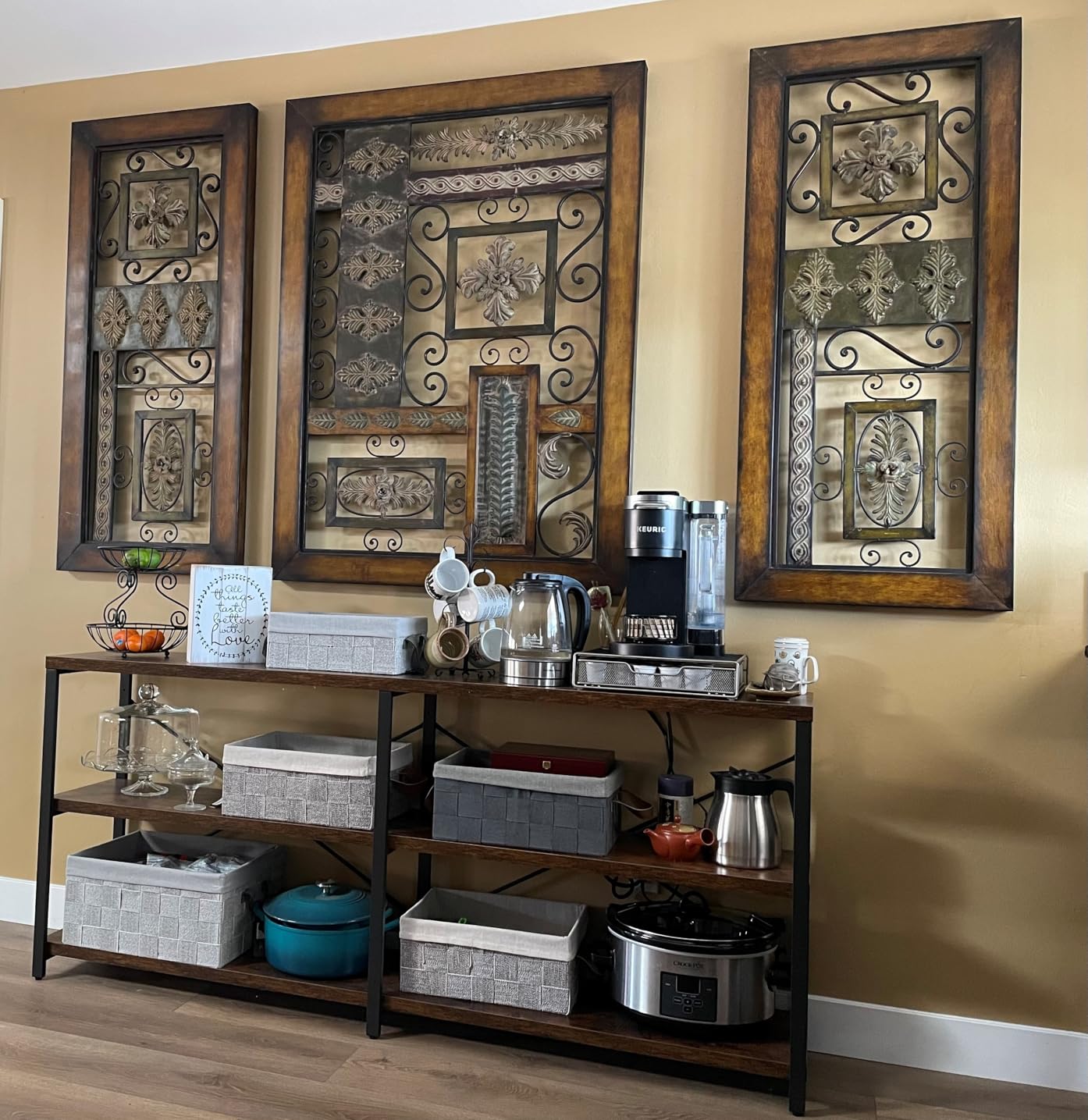 IRONCK Console Table, 3-Tier 70.8 in Entryway Table, Vintage Brown customer photo 2