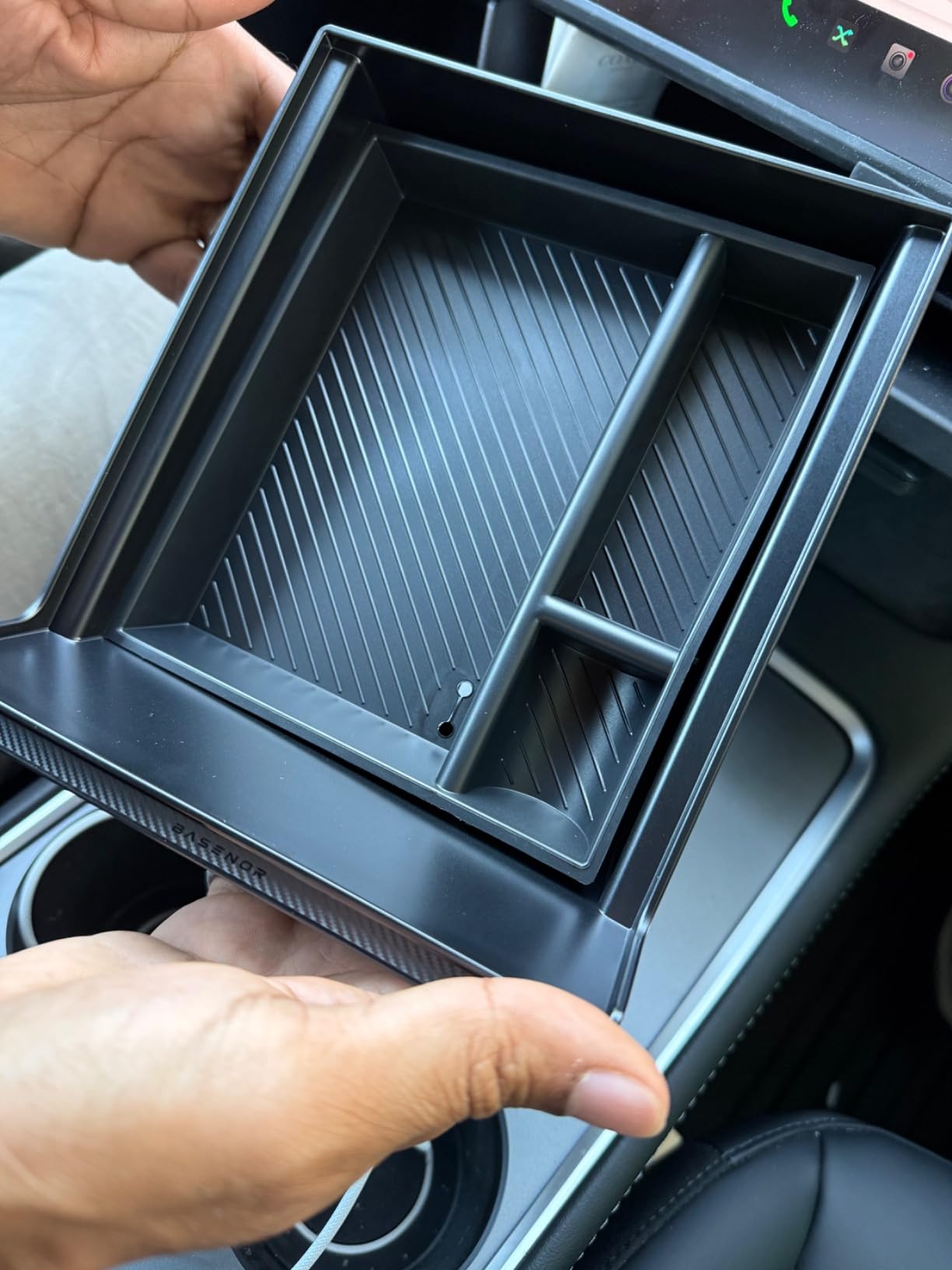 BASENOR 3PCS Center Console Organizer for Tesla Model Y Model 3 customer photo 1