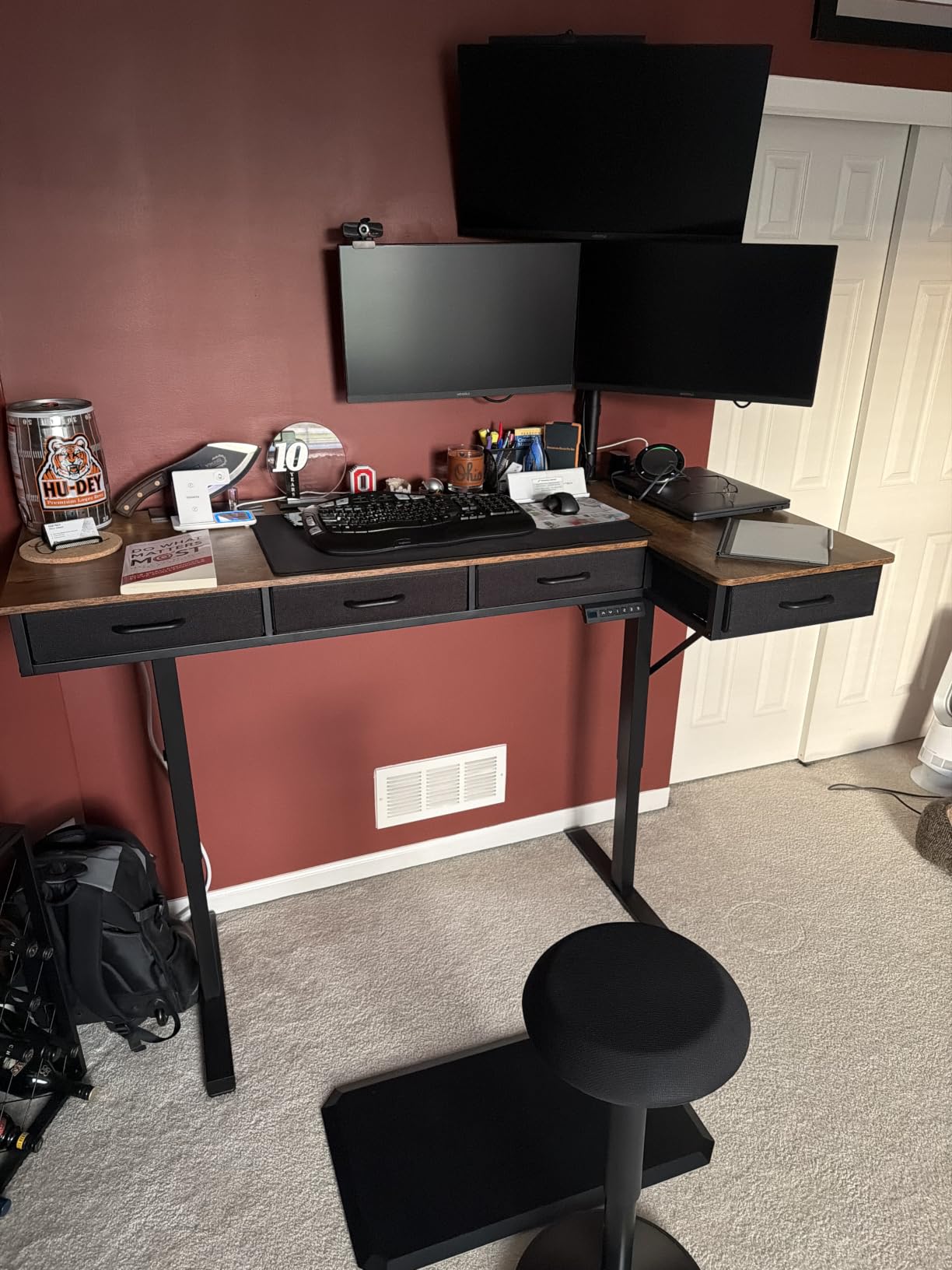 OffiGo 63 Inch L Shaped Electric Standing Desk with 4 Drawers, Rustic Brown customer photo 1