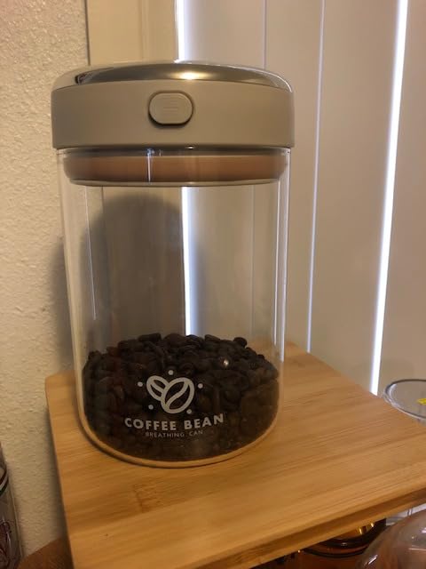 Coffee Bean Storage Container with One-way Valve Airtight Lid Date Tracker for Coffee and More Food Fresh and Storage, Clear Borosilicate Glass Coffee Canister(1.2 Qt - 13.1 OZ) customer photo 2