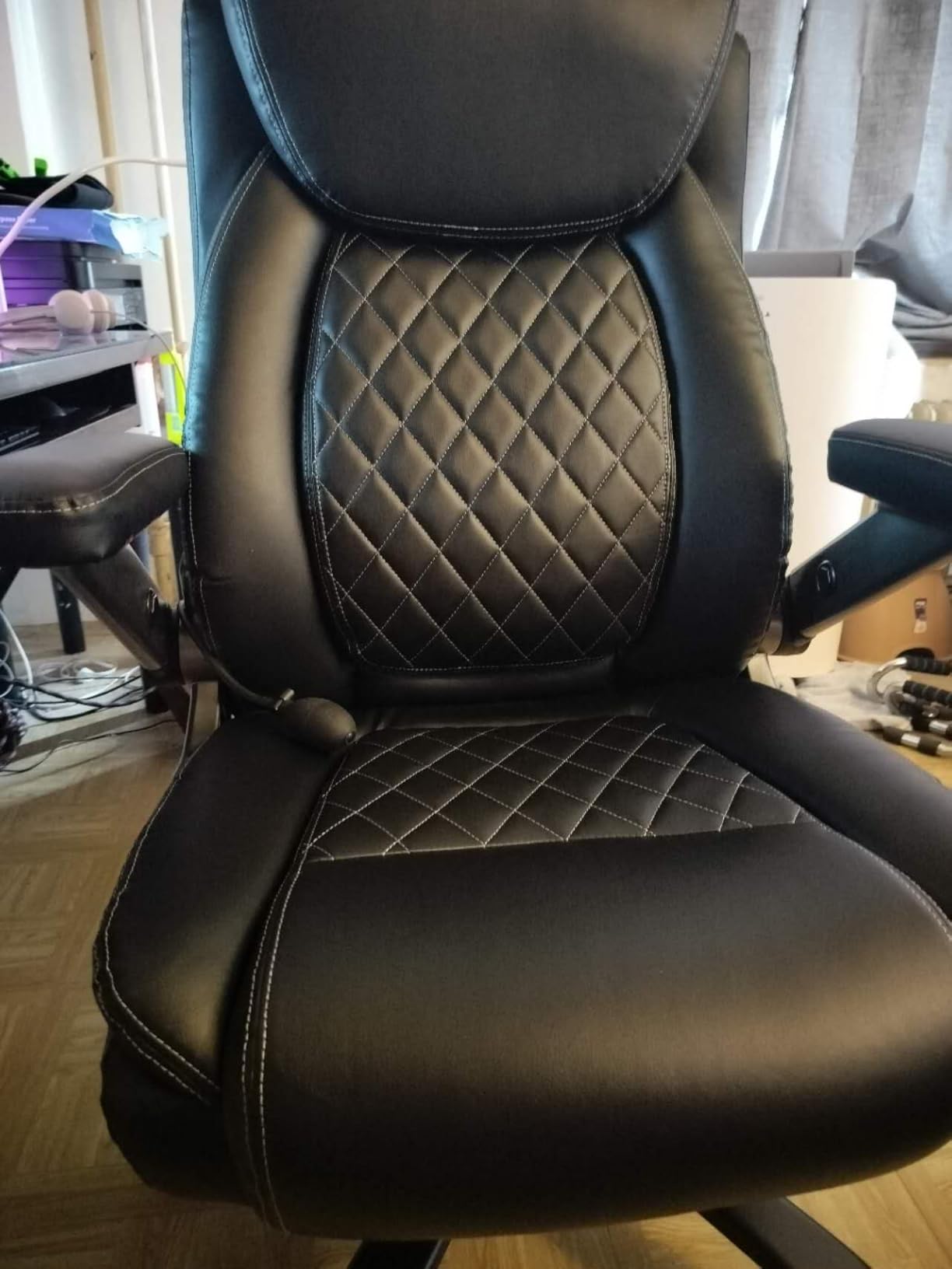 Indulgear Large Heavy Duty Office Chair with 5D Flip Arms,Comfy Big and Tall Executive Office Desk Chair with Pocket Spring Cushion,High Back Computer Chair with Lumbar Support,Dual Rubber Wheel customer photo 1