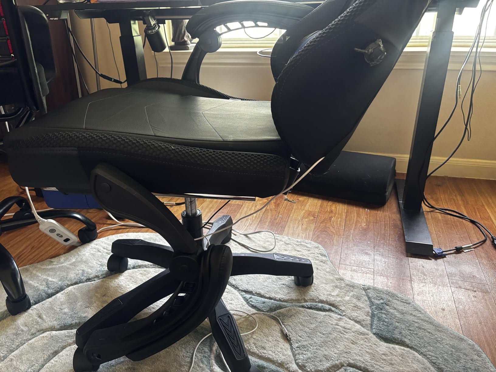 Czlolo Gaming Chair, Racing Style RGB LED Lights Gaming Chairs for Adults and Kids, Lumbar Massager Gamer Chair, High Back Reclining Computer Chair with Footrest and Headrest (Black/Blue) customer photo 2