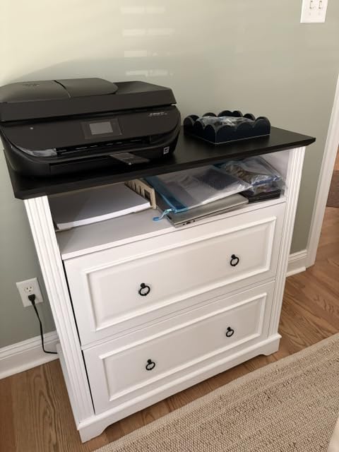 Itaar 2 Drawer File Cabinet, Farmhouse Filing Cabinet for Home Office Fits Letter, Legal, A4 Size, Wood Lateral File Cabinet with Printer Stand, Storage Shelf, White customer photo 2