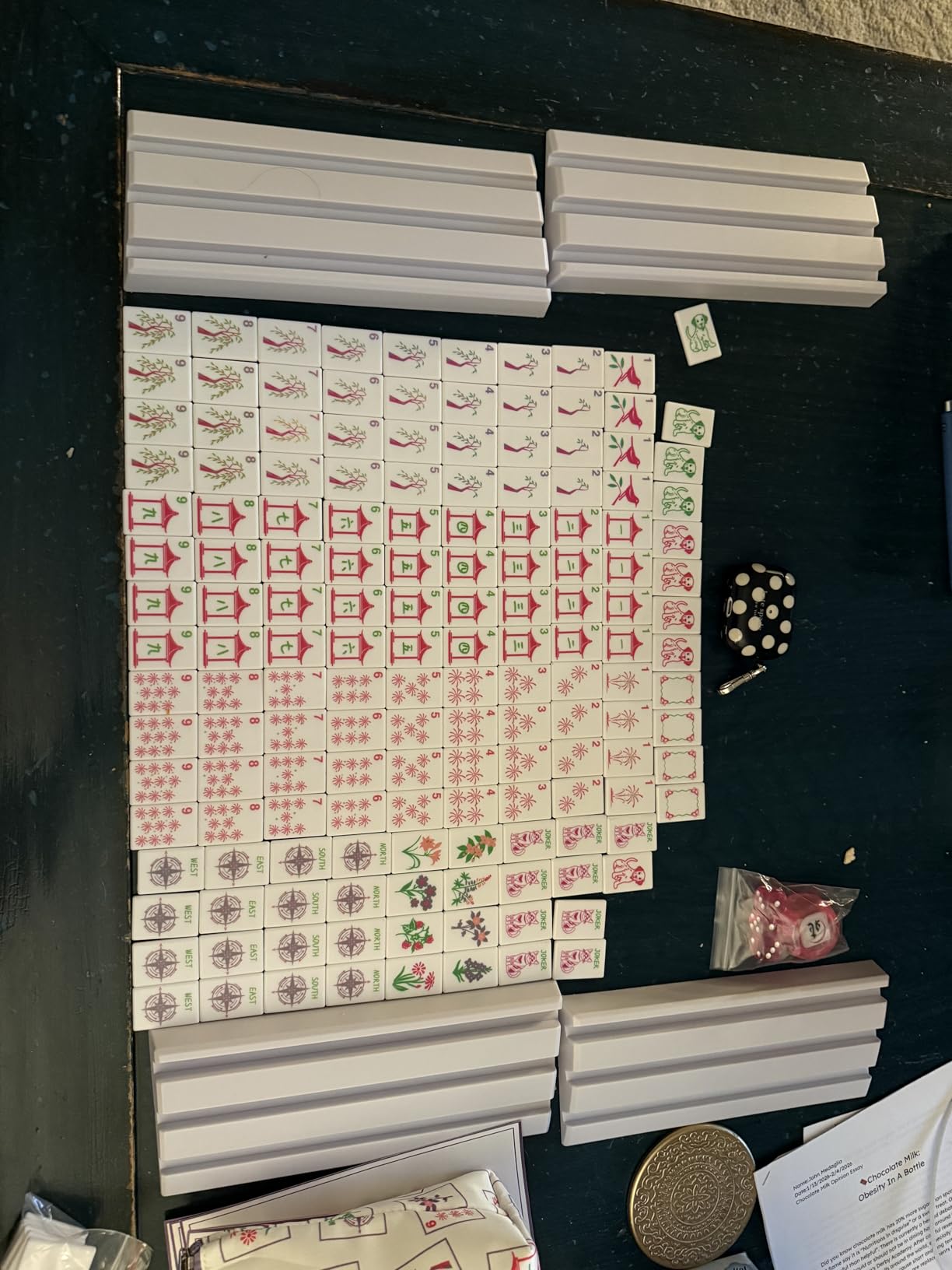 Mini Mahjong Tiles Set, American Mahjong Game Set with 160 0.94in Acrylic Tiles, 4 Racks and a Carrying Bag, Mahjong Accessories customer photo 2