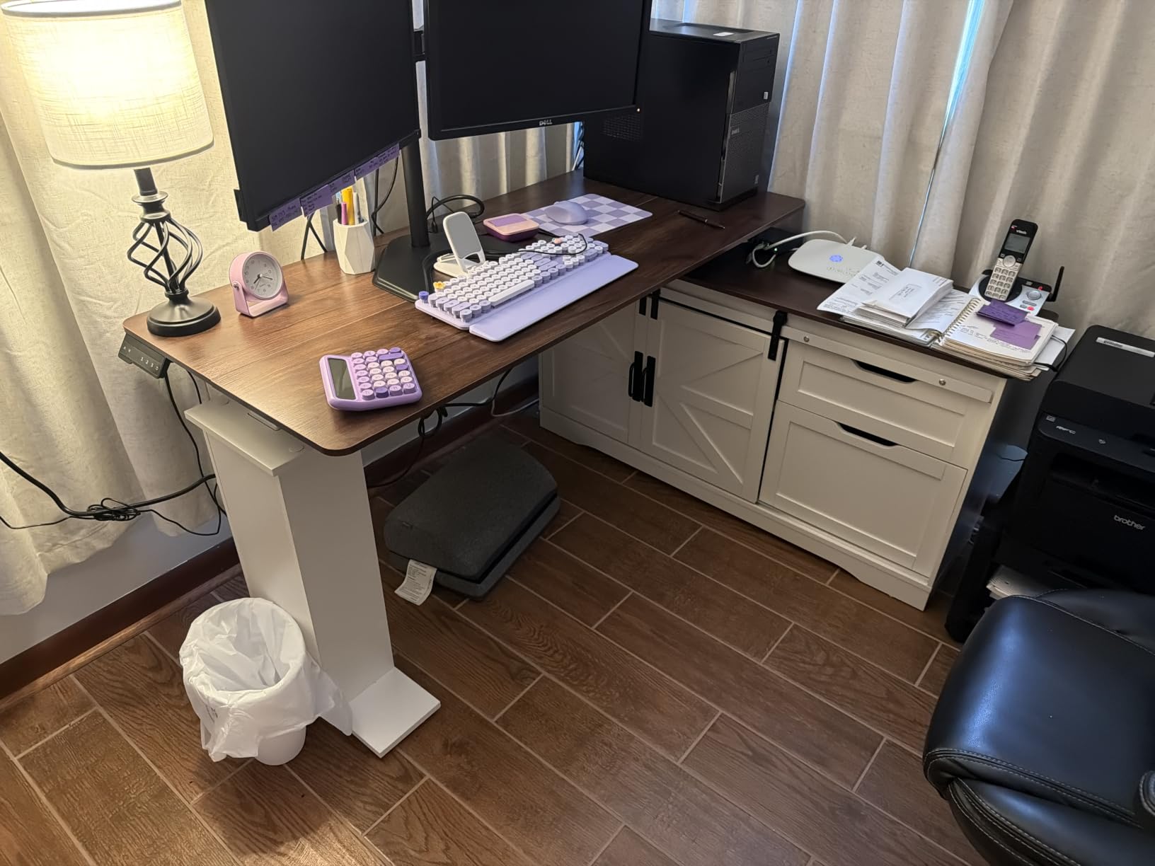 SEDETA Farmhouse 55 inch L Shaped Standing Desk with Storage Drawers customer photo 1