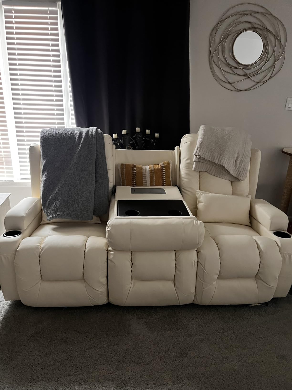 TUNYI Power Loveseat Recliner Sofa with Massage & Heat customer photo 1