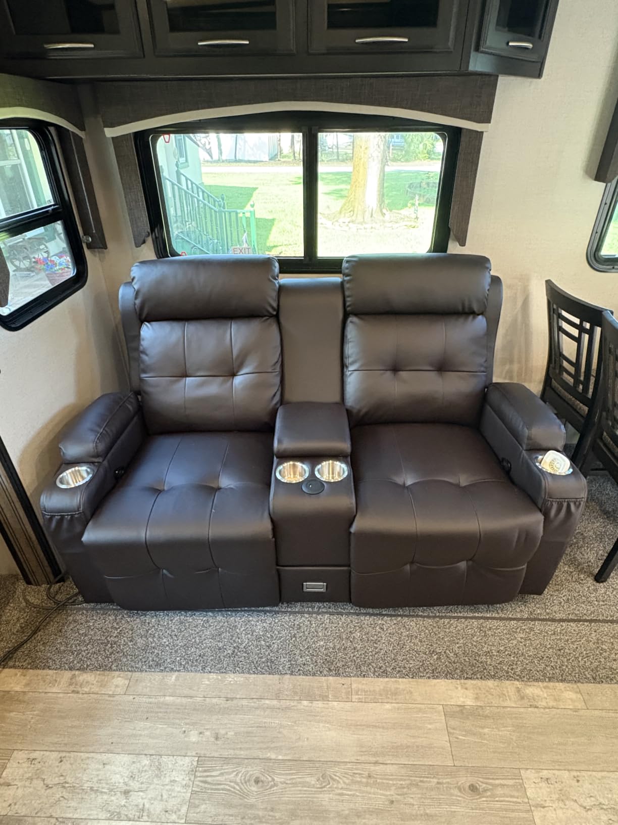 Reclining Loveseat Sofa, RV Loveseat Recliner Wall Hugger Couch, Home Theater Seating, Massage Loveseat with Console, USB & Type-C Ports, Storage Armrests for Living Room, Camper, Game Room, Man Cave customer photo 1