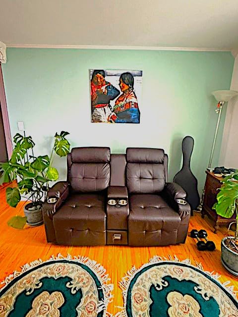 Reclining Loveseat Sofa, RV Loveseat Recliner Wall Hugger Couch, Home Theater Seating, Massage Loveseat with Console, USB & Type-C Ports, Storage Armrests for Living Room, Camper, Game Room, Man Cave customer photo 2