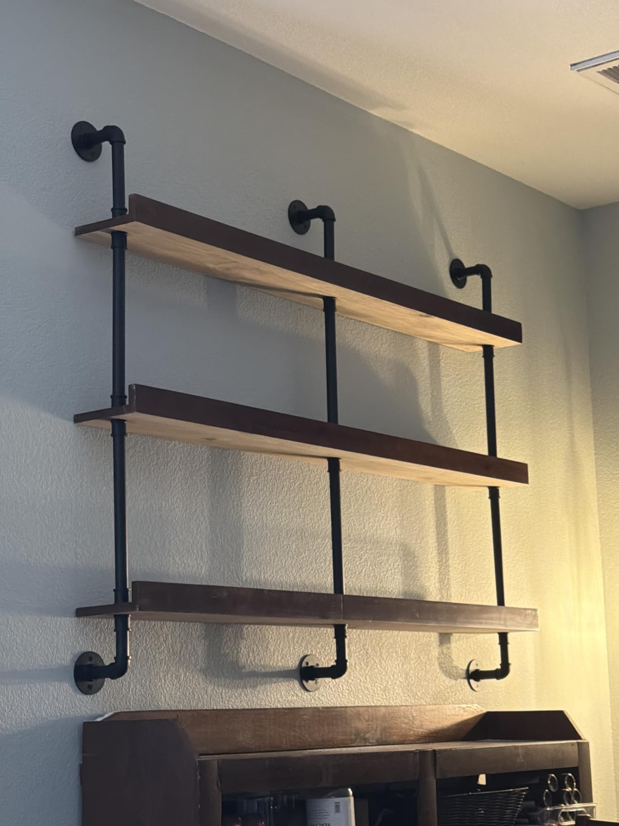 Bar Shelves, Wall Mounted Wine Rack, Walnut Brown, 48 Inch customer photo 1